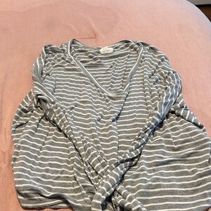 Project Social T Gray and White Striped Tee